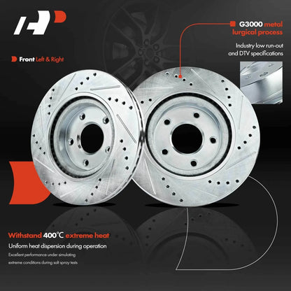 Ceramic Pads and Front Drilled Brake Rotors for 2014-2019 Nissan Altima