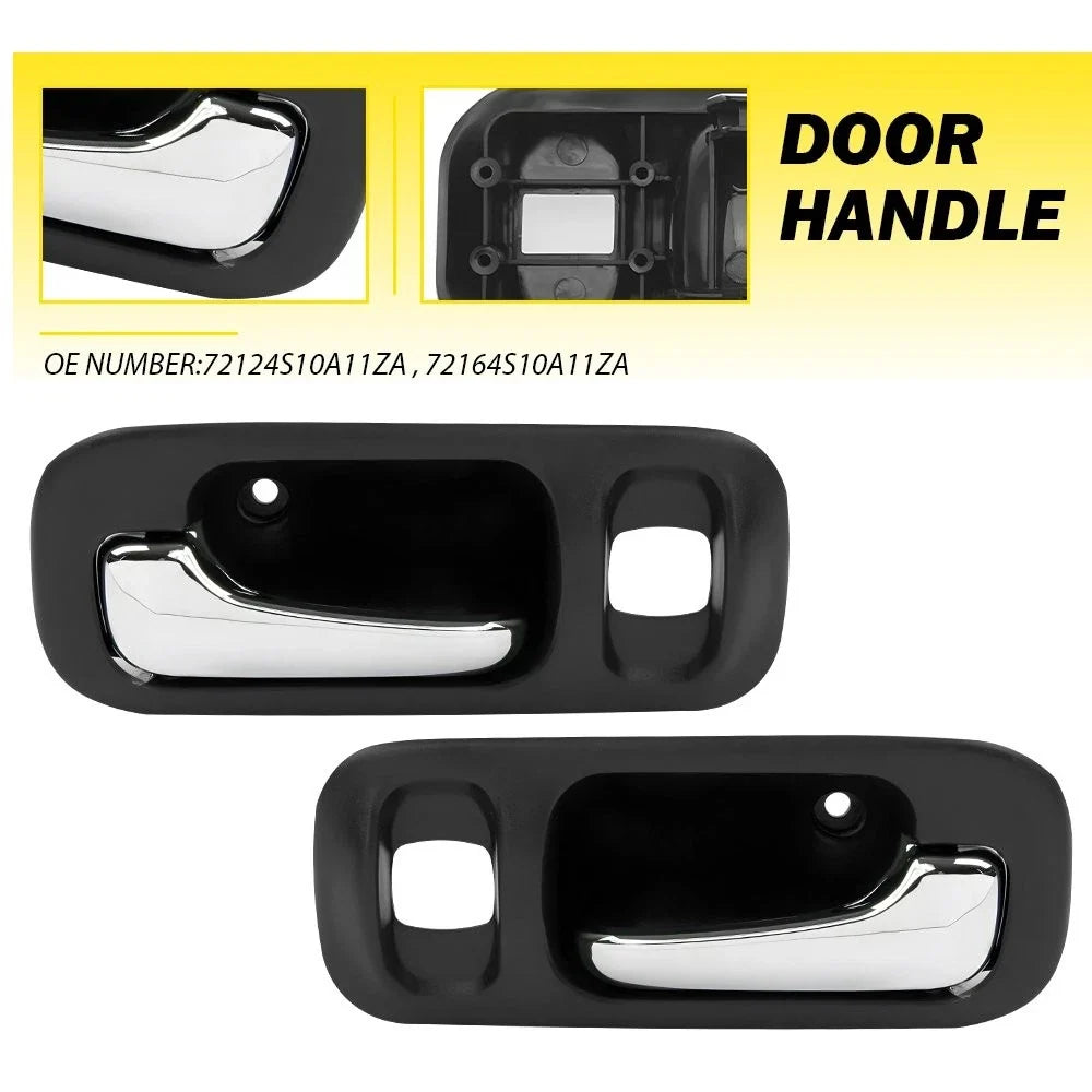 Set of 2 Black Chrome Front Inside Door Handles for Honda CR-V 1997–2001