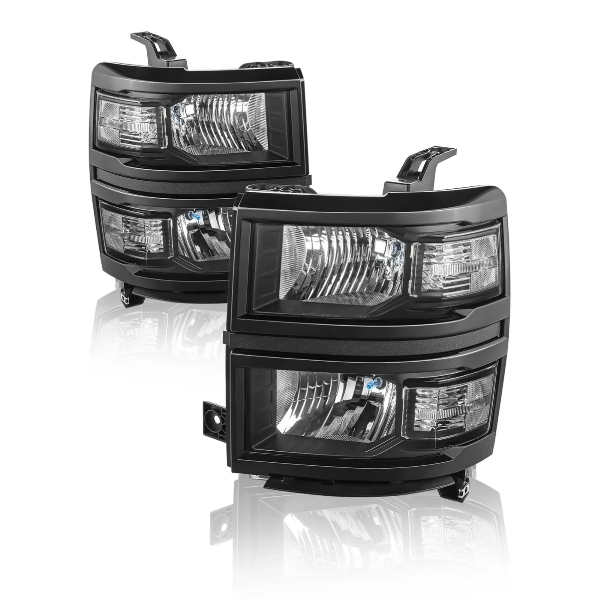 Clear Corner Headlights for Chevy Silverado 1500 (2014-2015) - Black Housing