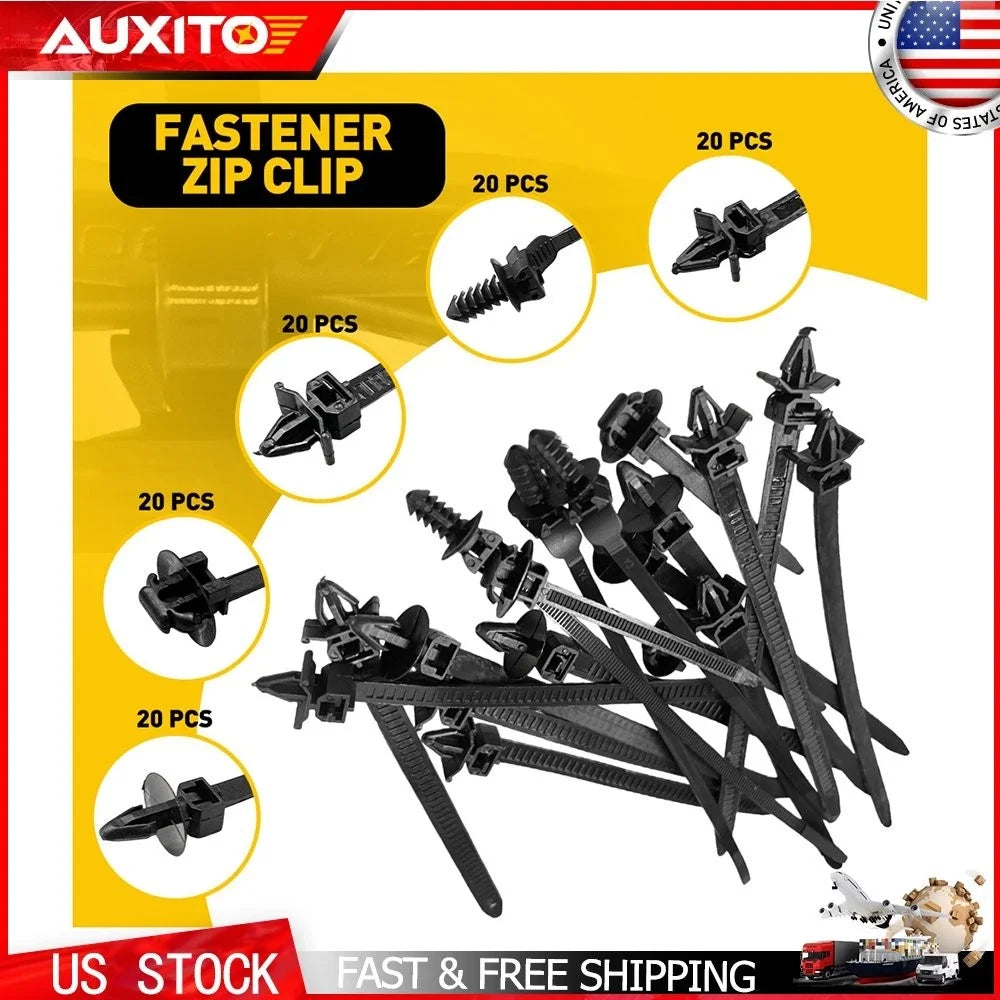 100-Piece Hose Wire Retainer Zip Tie Clip Set for Automotive Use