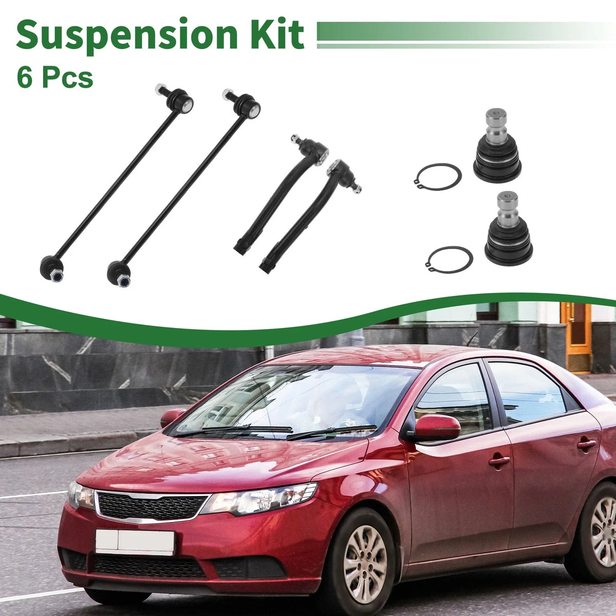 Set of 6 Front Outer Tie Rod Ends & Sway Bar Link for Kia Sorento 
