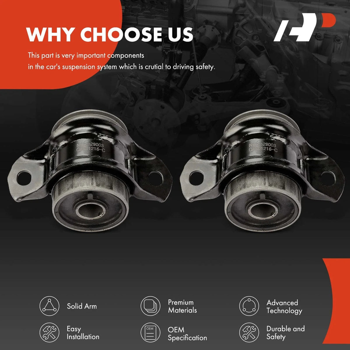 Rearward Lower Control Arm Bushings - 2X for Ford Mustang 2005-2010