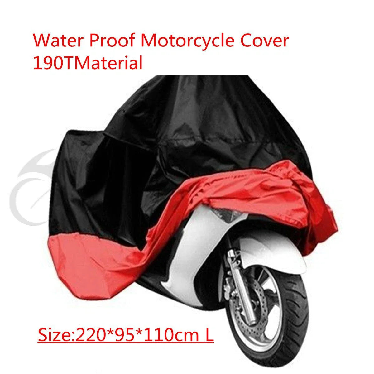 L Motorcycle Storage Cover Protector (220x95x110cm) in Black and Red