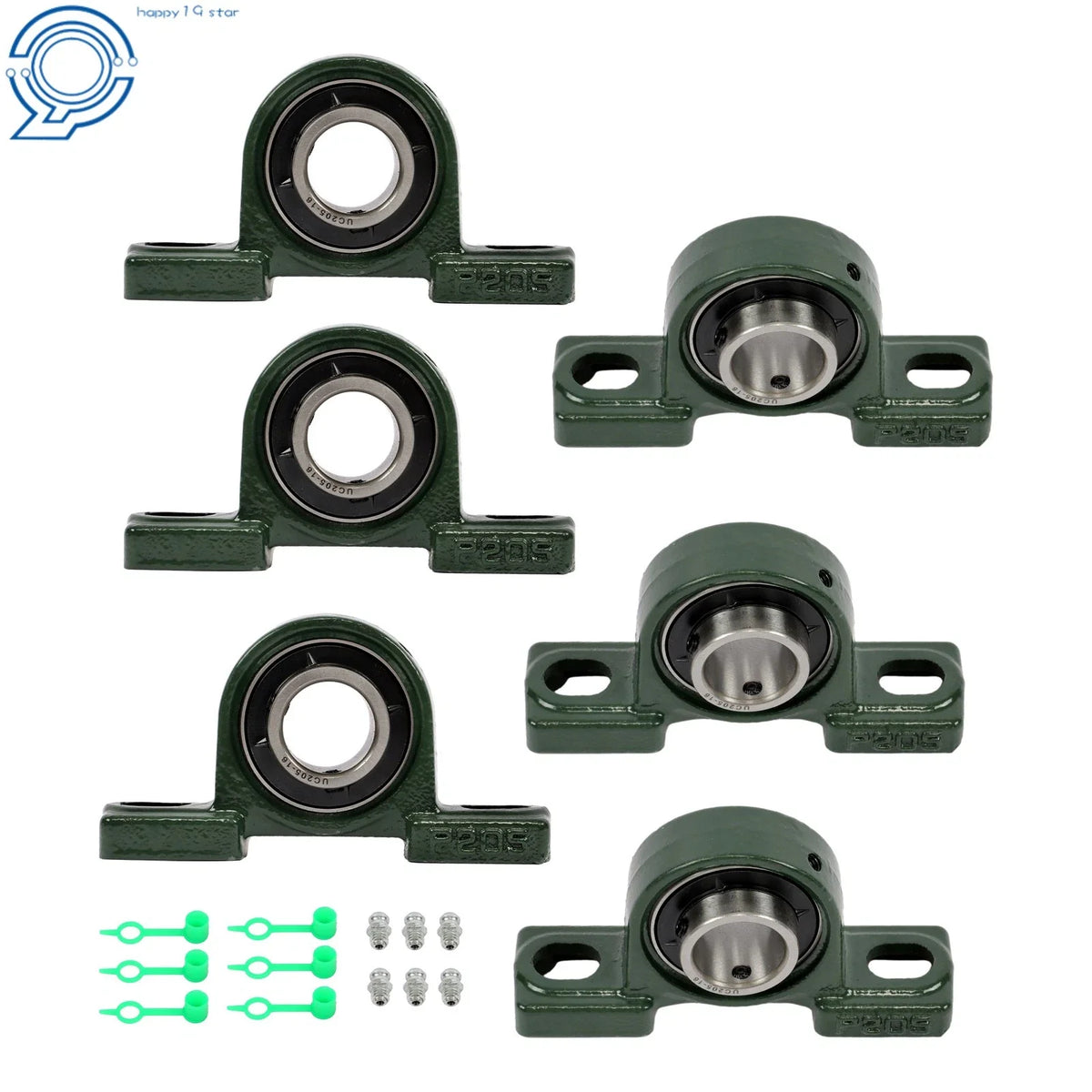 Set of 6 Pillow Block Bearings for UCP205-16 (1" Bore)