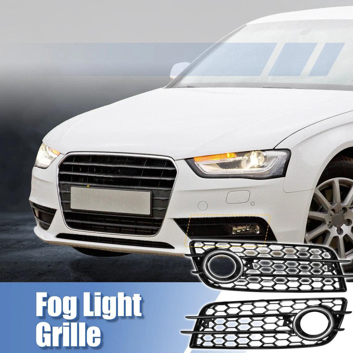 Pair Front Fog Light Grille Cover for Audi A4 B8 S-Line S4 (2008–2012)