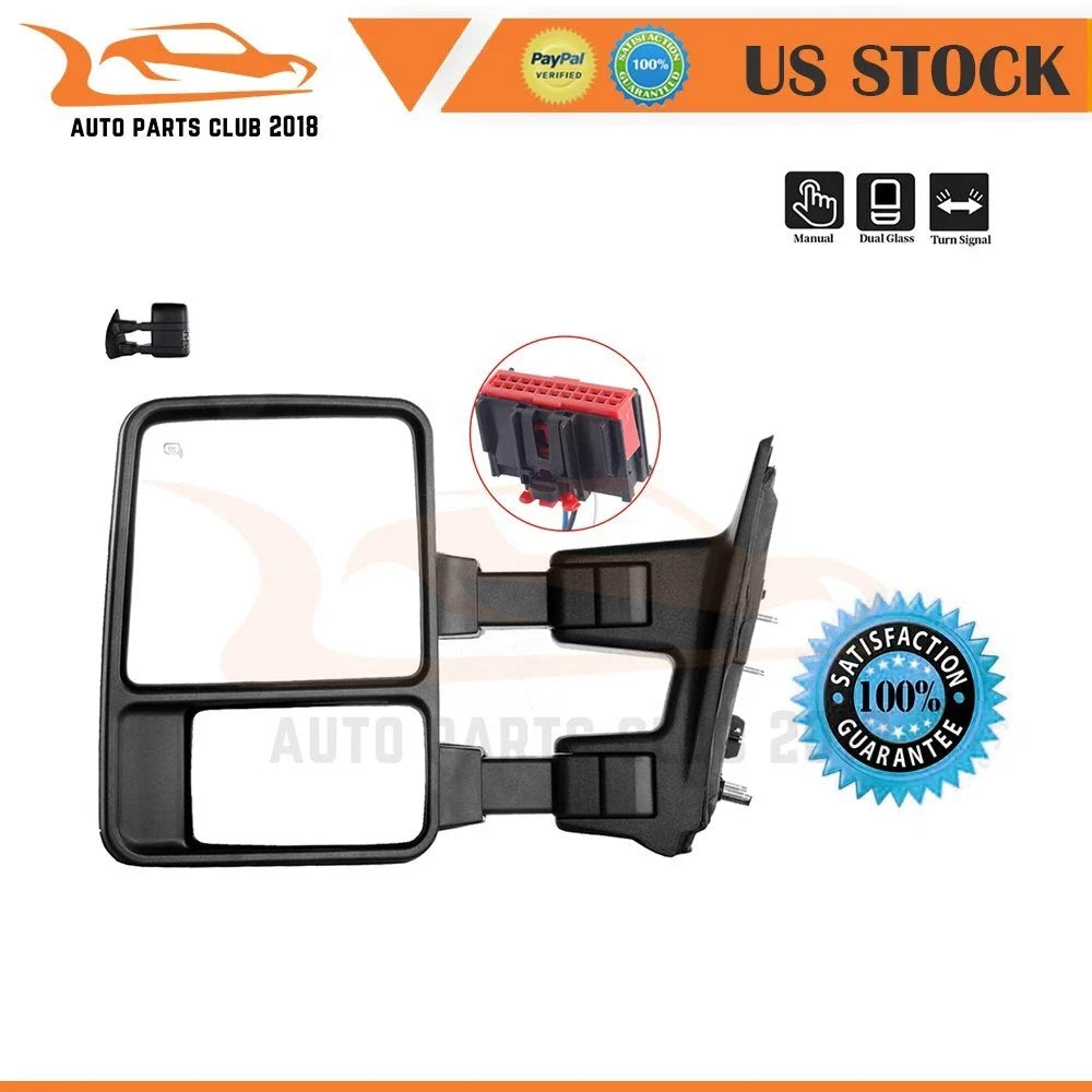 Driver Side Towing Mirror for Ford Super Duty (2008–2016) - Black Smoked