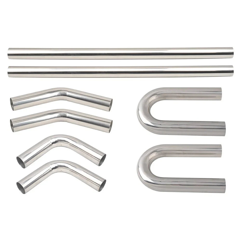 8Pcs 4" OD Stainless Steel Mandrel Bend Exhaust Pipes for Universal Fit