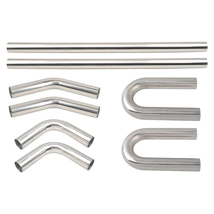 8Pcs 4" OD Stainless Steel Mandrel Bend Exhaust Pipes for Universal Fit