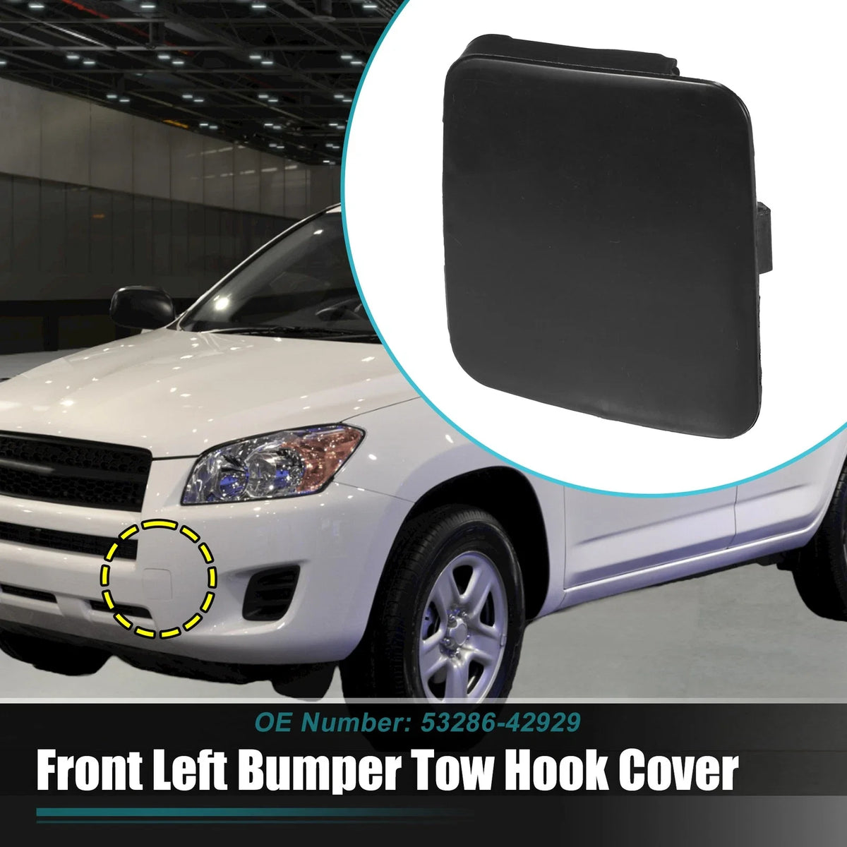 Tow Hook Cap for Toyota RAV4 (2013–2018) No. 5328642928, Unpainted Black