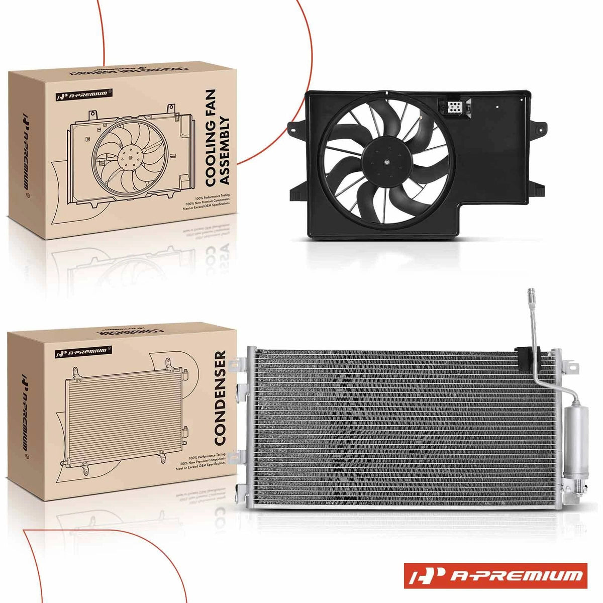 A/C Condenser & Cooling Fan Assembly Kit for Ford Focus (2008–2011)