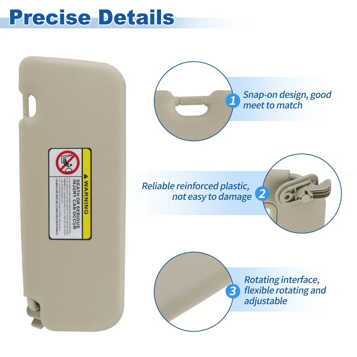 Sun Visor Right Side for Hyundai Accent 2011-2015 - Beige