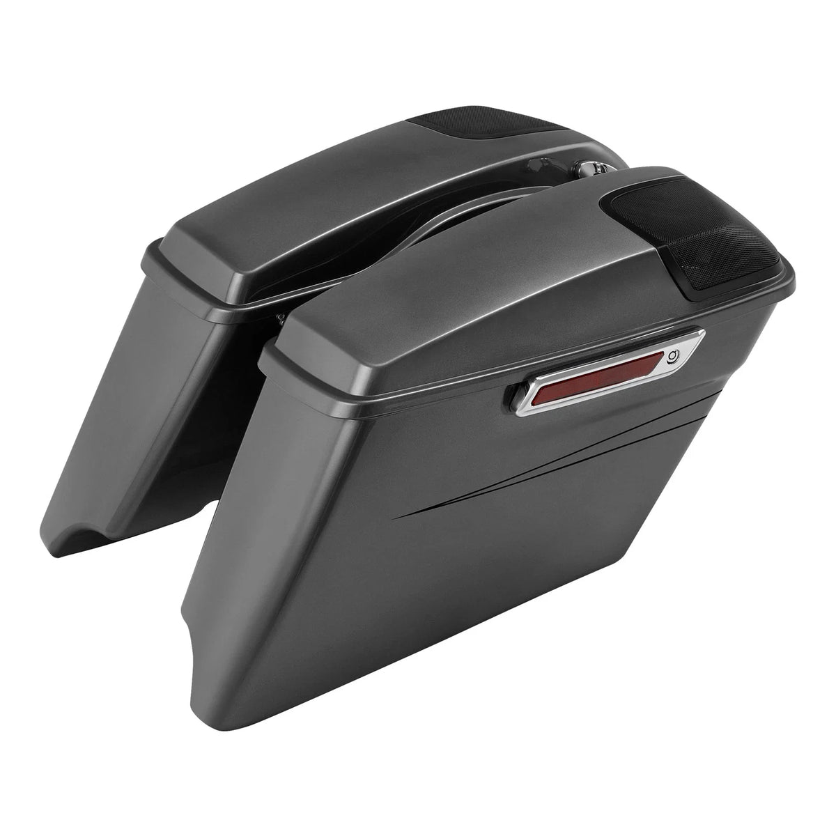 4" Stretched Saddlebags for Harley Touring (2014-2023) - Charcoal Pearl