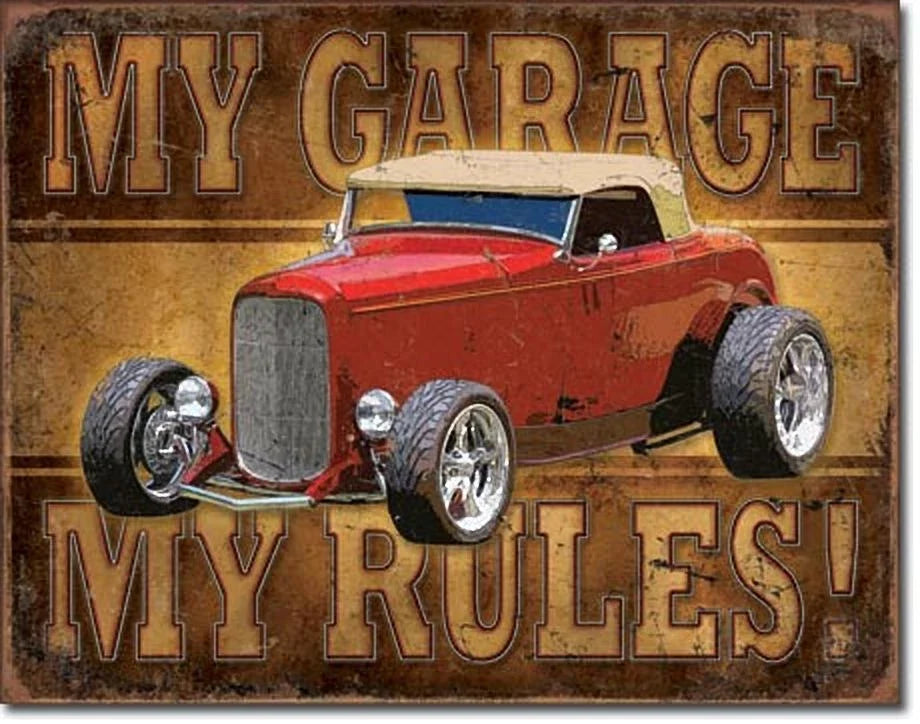 Vintage Replica Tin Metal Sign Garage Rules Man Cave Antique Plaque 1761