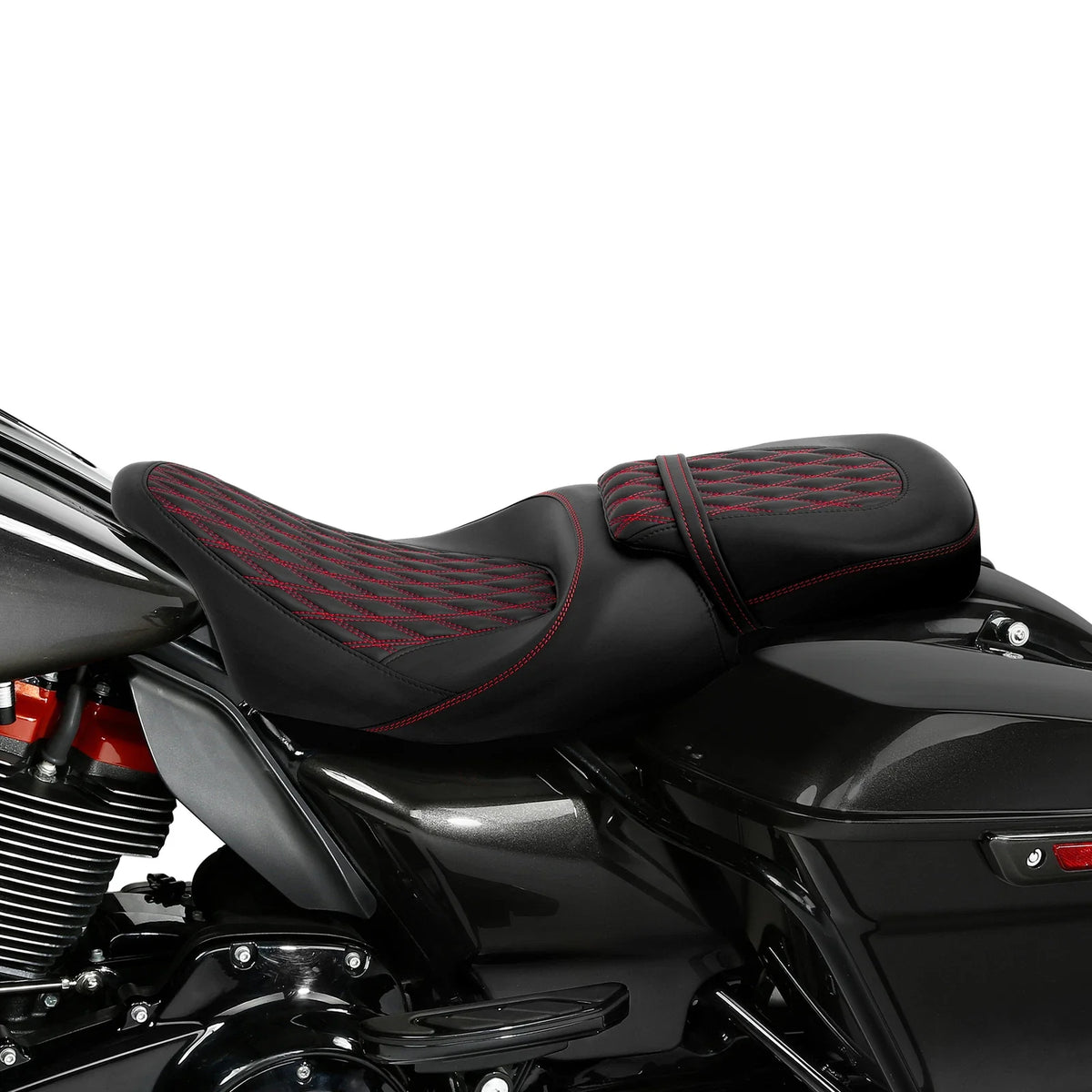 Gel Seat Set in Black Red for Electra Glide, Street Glide (2009–2023)