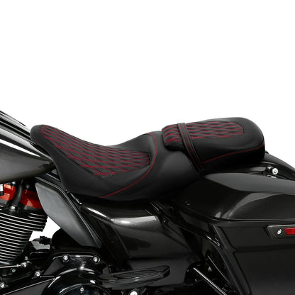 Gel Seat Set in Black Red for Electra Glide, Street Glide (2009–2023)