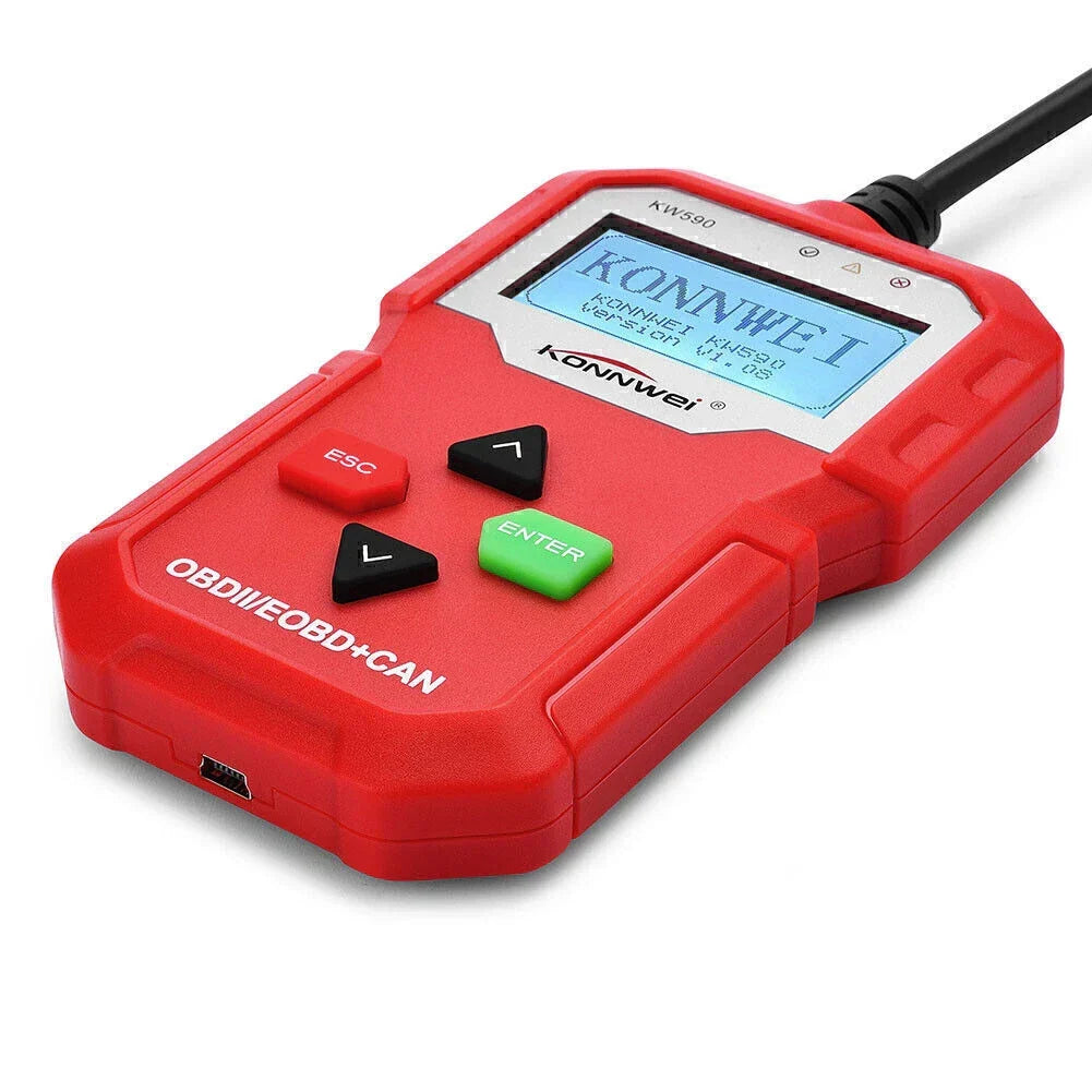 Engine Fault Code Reader OBD2 Scanner for Universal Vehicles in Red