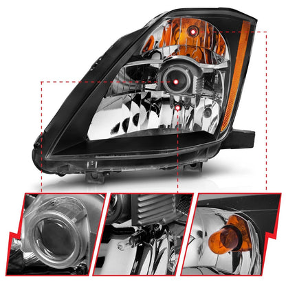 Anzo 121108 Headlight Set for Nissan 350Z (2003–2005) Black Housing
