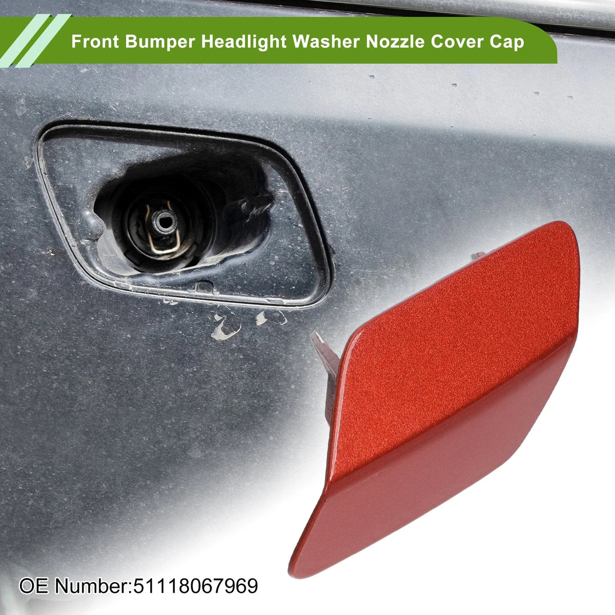 Front Left Washer Nozzle Cover Cap No. 51118067969 for BMW 320i (2013–2018) Red