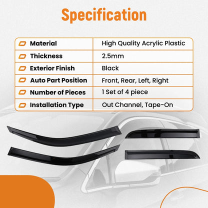 Window Rain Guards Visor for Toyota 4Runner (2003–2009)