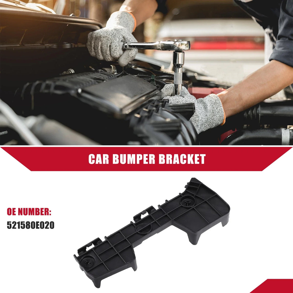 Rear Left Bumper Bracket for Toyota Highlander (2008–2013) No.521580E020 Black