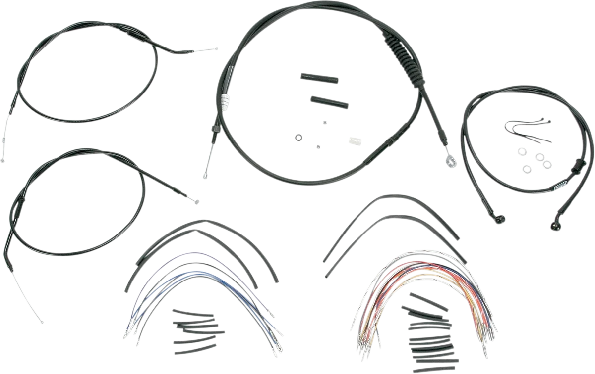Complete Black Vinyl Handlebar Cable/Line Kit for Ape Hangers (12")