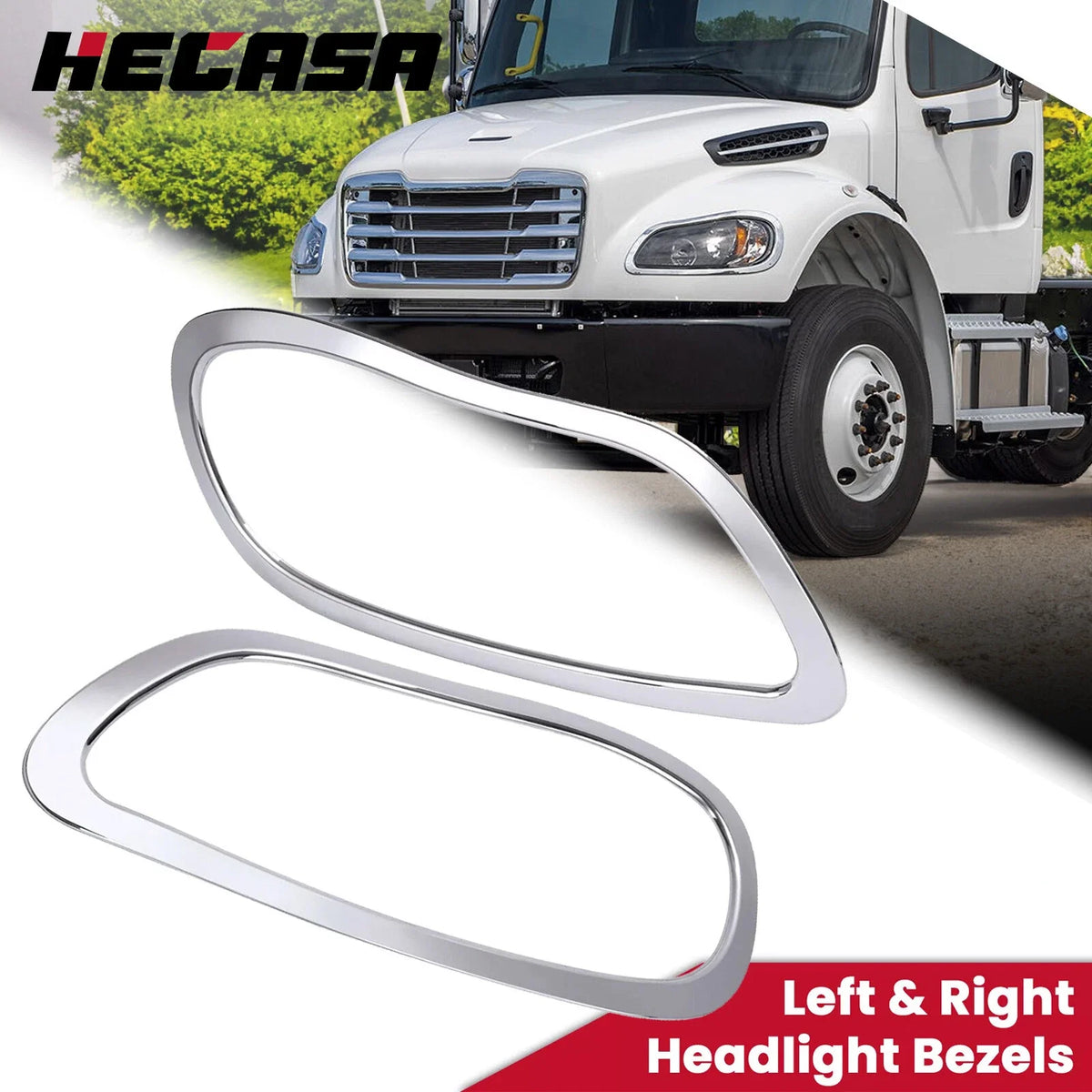Chrome Headlight Trim Bezels for Freightliner M2 100/106/112 (2002-2018)