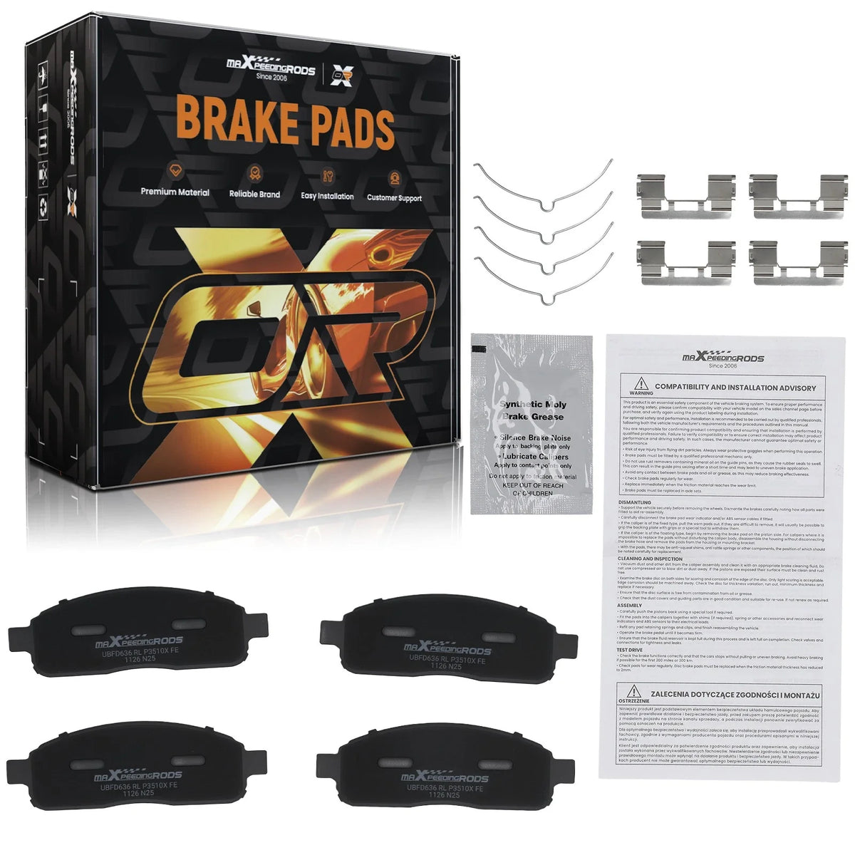 Front Brake Pads Set for Ford F-150, Lincoln Mark LT (2004–2009)