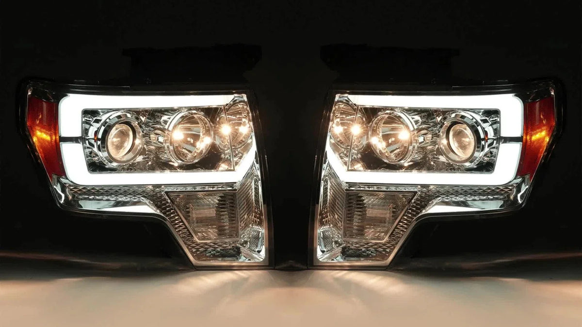 2X LED Tube DRL Projector Headlights for Ford F150 (2009–2014)