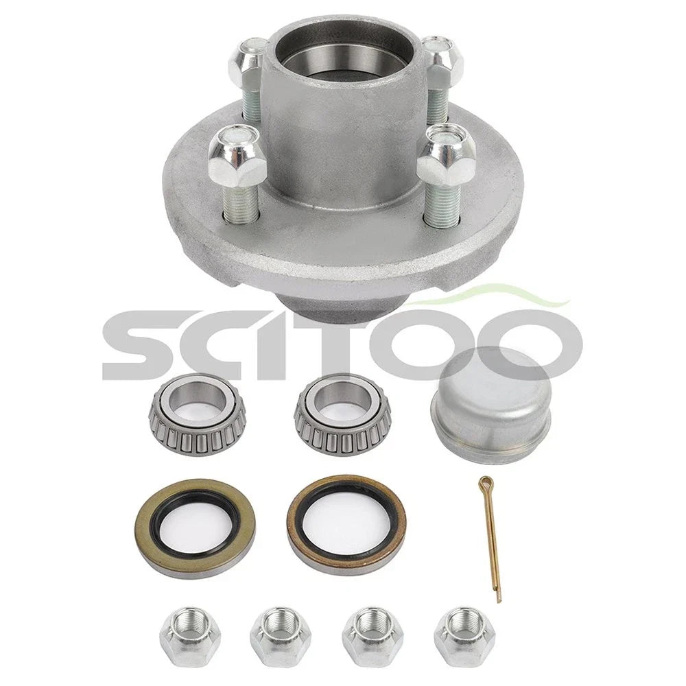 Set of 4 Galvanized Hubs & 1" X 1" Bearings for Boat Trailer (2000lb)