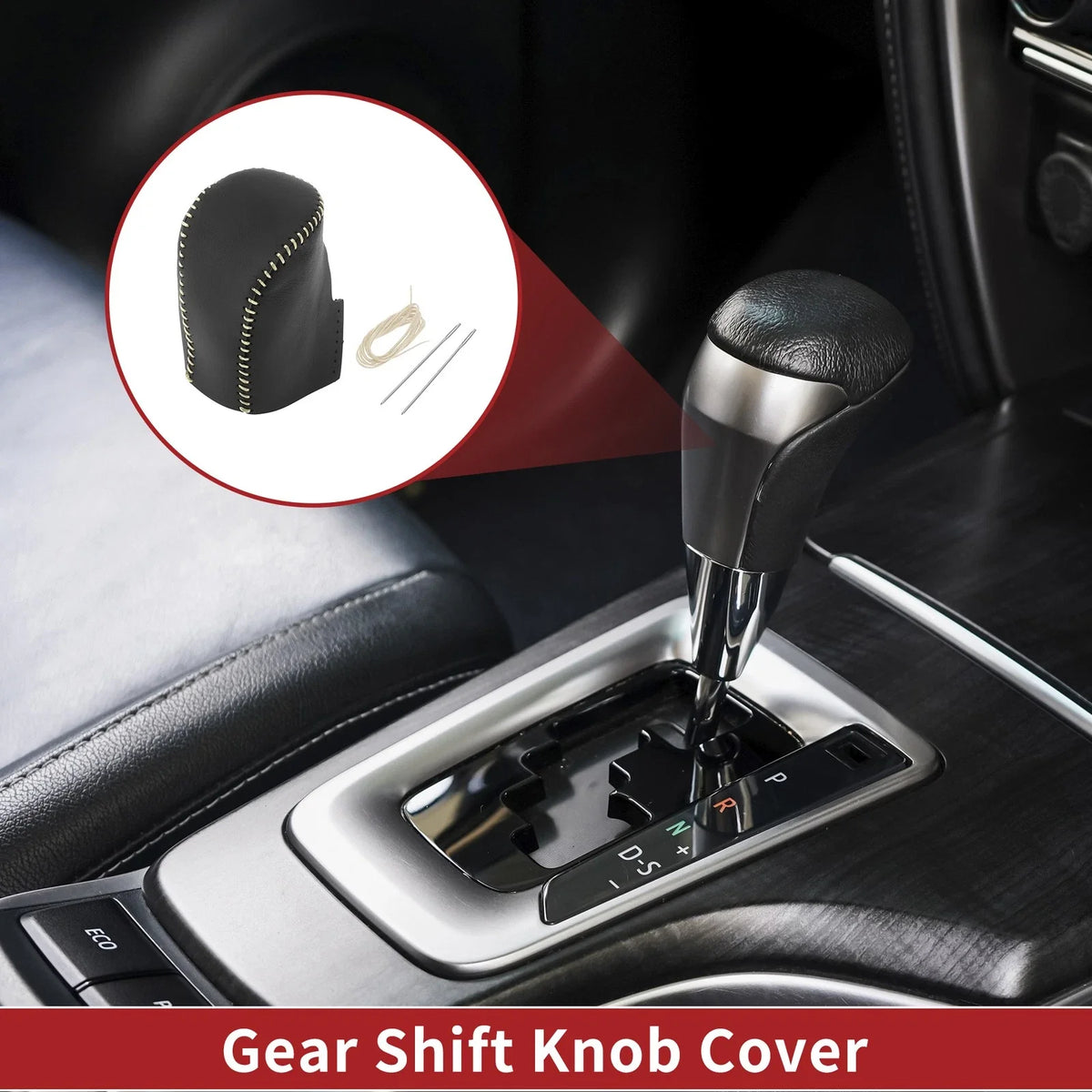 1 Pc Gear Shift Knob Cover for Honda HR-V (2023–2024) Black Beige Faux Leather