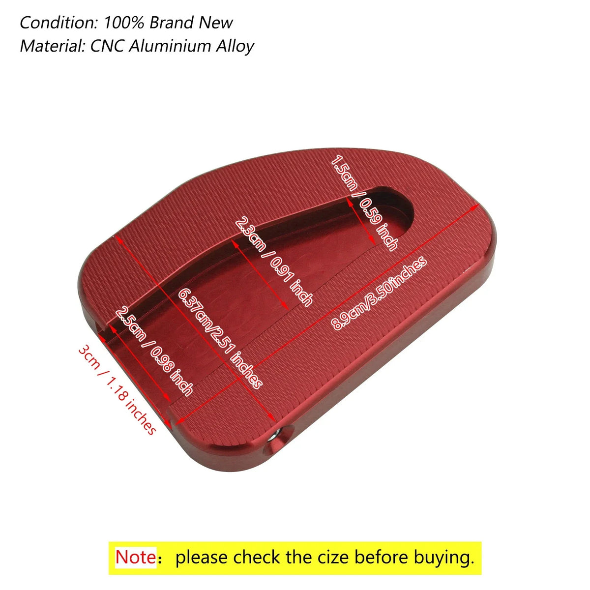 Kickstand Sidestand Extension Plate Pad for Honda GoldWing GL1800 (2010–2017) Red
