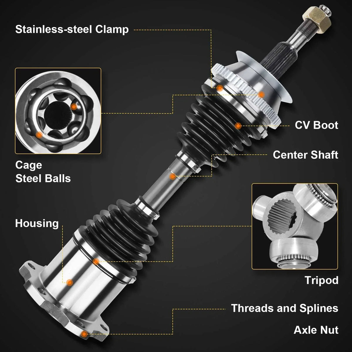 Front Side CV Axle Assembly for 1998–2004 Nissan Frontier