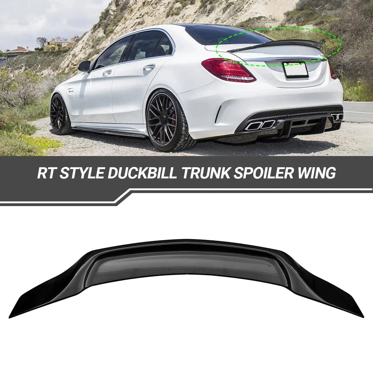 RT Style Rear Trunk Spoiler for Mercedes Benz W204 C-Class (2008–2014)