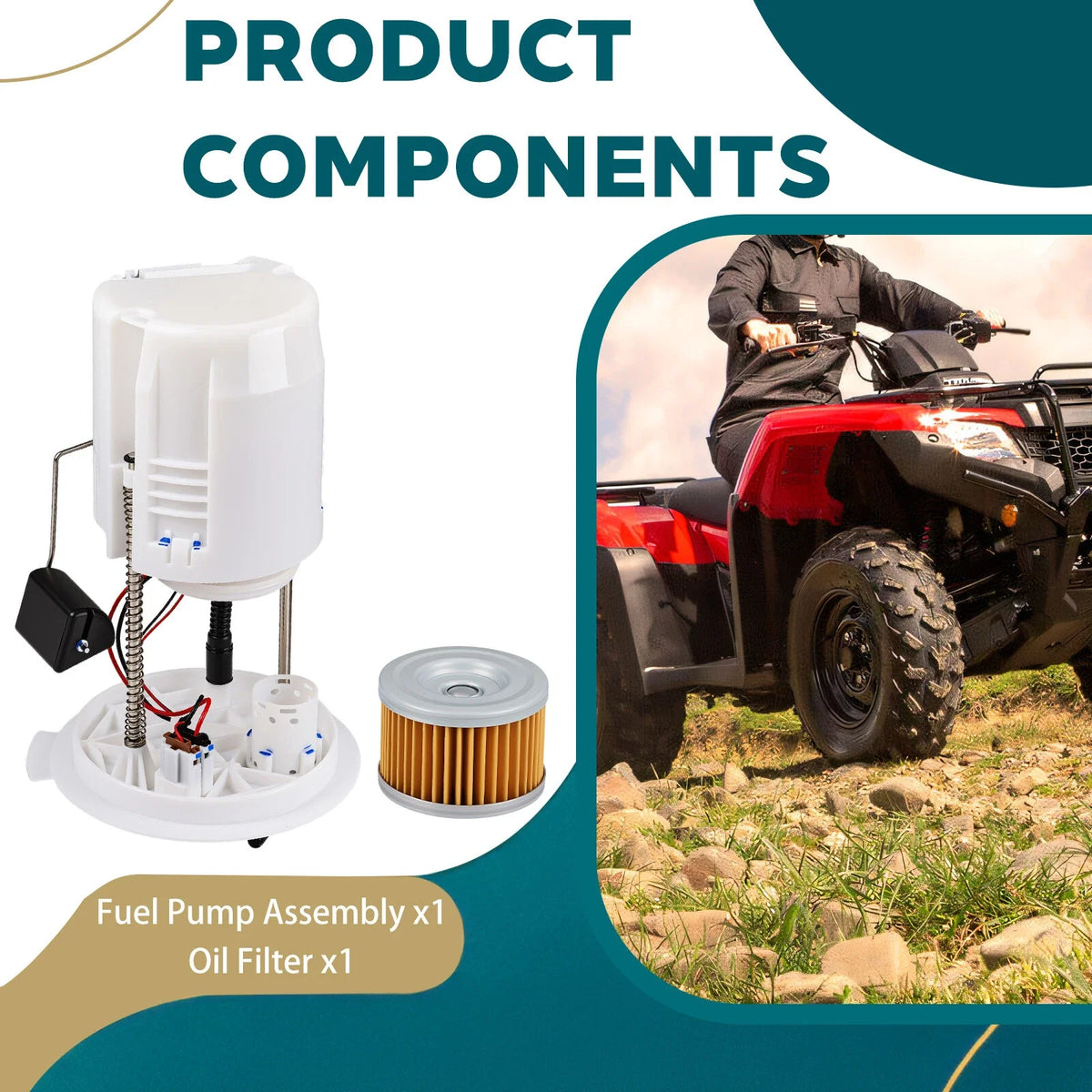 Fuel Pump Assembly for Honda Foreman Rancher Rubicon (2014-2024) & Oil Filter