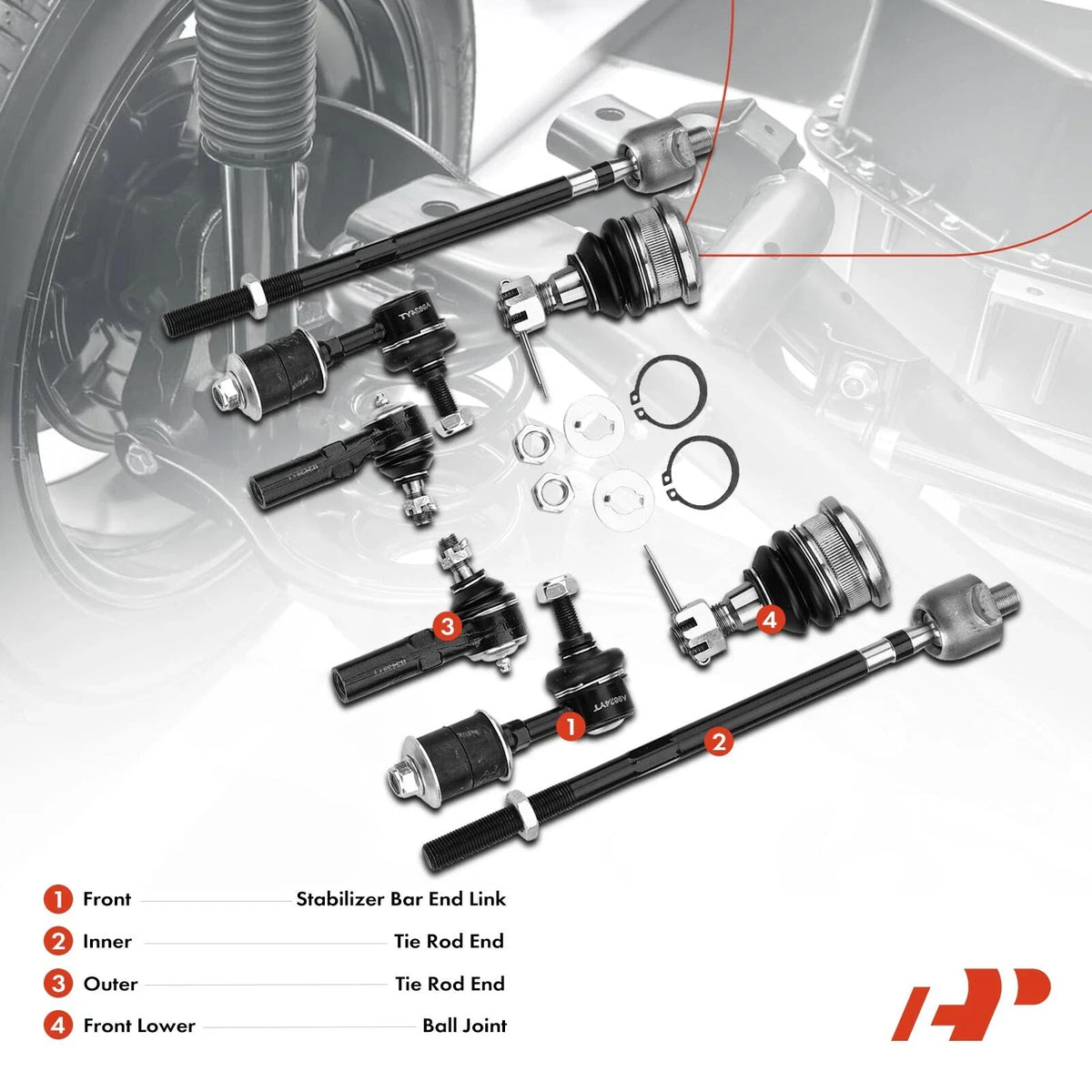 8-Piece Front Ball Joint and Sway Bar Link Set for Nissan Maxima 1995-1999