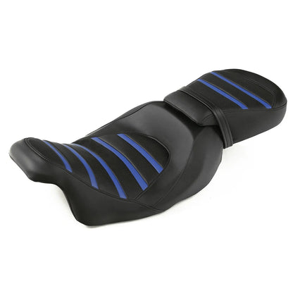 Driver Passenger Seat Black Blue for Harley Road Glide King 2009-2023