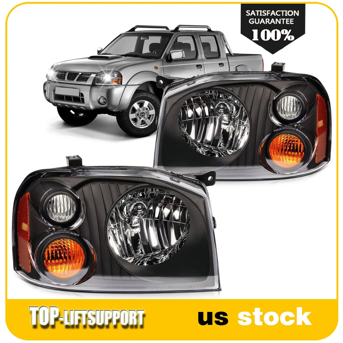 Pair Headlight Assembly for Nissan Frontier (2001–2004) Reflector Type