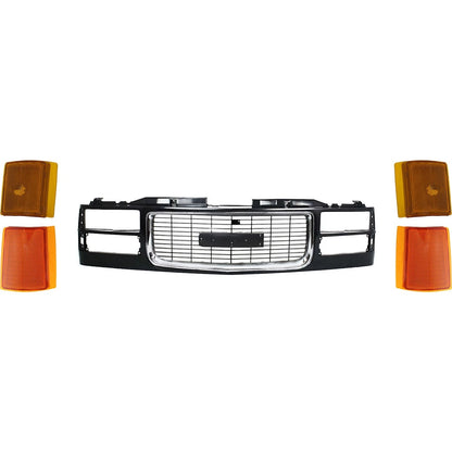 Grille Assembly for GMC C1500 C2500 C3500 K1500 K2500 K3500 (1994–1998) Black Plastic