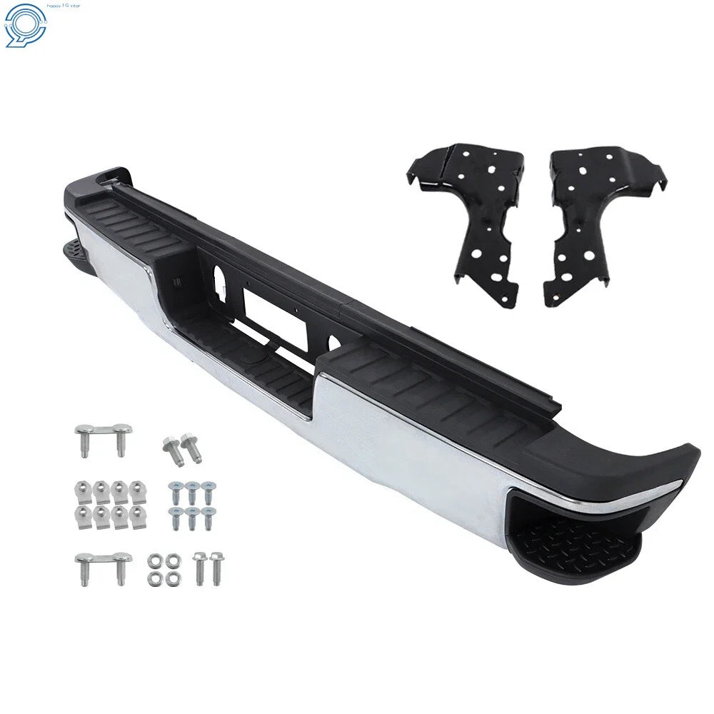 Rear Bumper Assembly Chrome Steel for GMC Sierra Silverado 2500HD 2015-2019