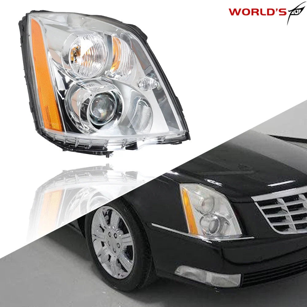 Right Headlight for Cadillac DTS (2008–2011) HID Chrome Housing Clear Lens