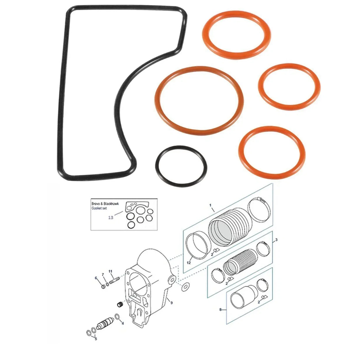 Gasket Kit for MerCruiser Bravo 1 2 3 Outdrive Bell Housing (16755Q1)
