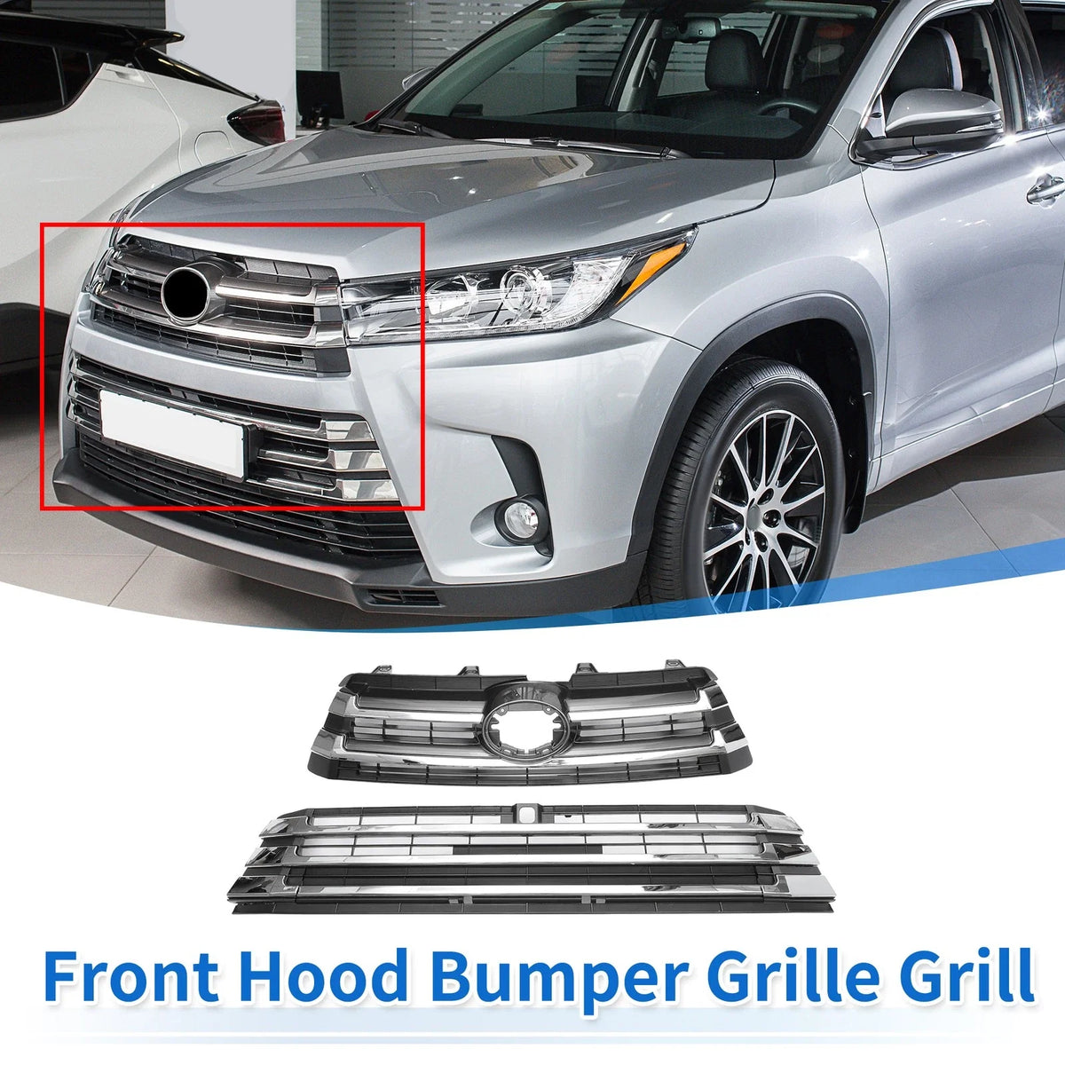 Front Lower Upper Hood Bumper Grille for Toyota Corolla (2020–2022) Black