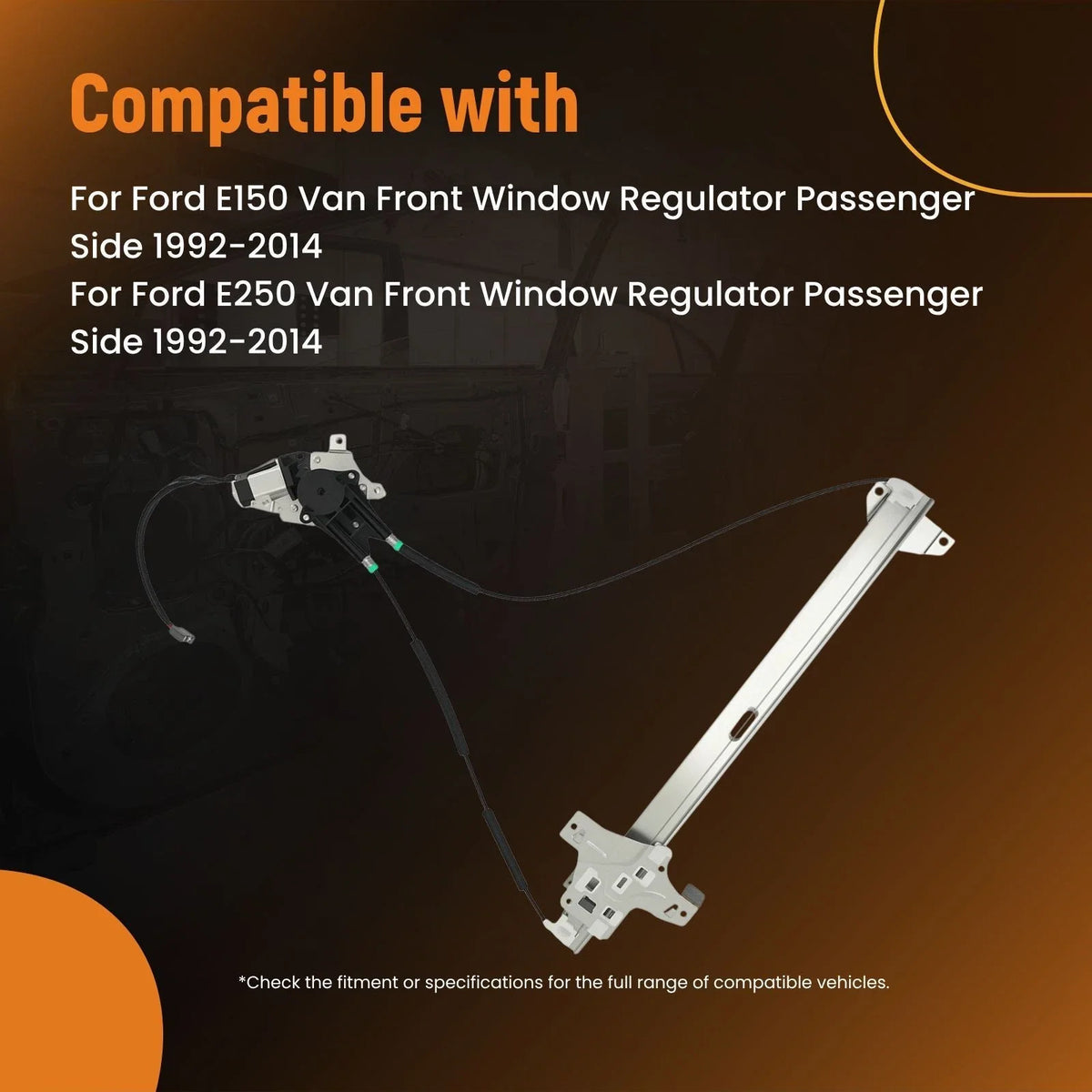 Front Right Window Regulator & Motor Assembly for Ford E150/E250/E350 1992-2014