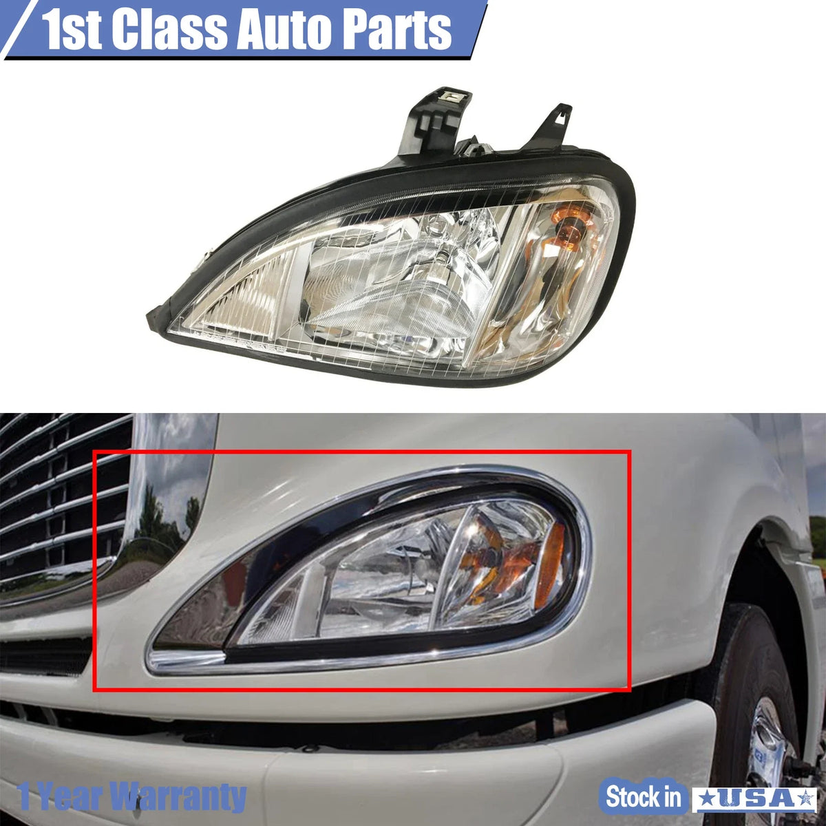 Left Driver Side Headlight for Freightliner Columbia (2004–2017)