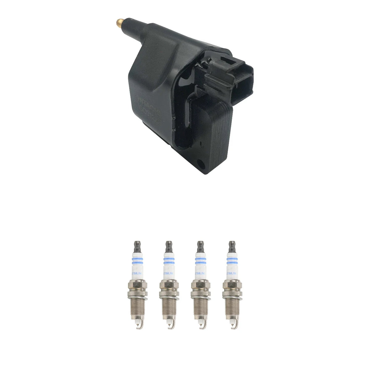 Set of 4 Hitachi Ignition Coils & Bosch Platinum Spark Plugs for Cherokee Dakota (L4)
