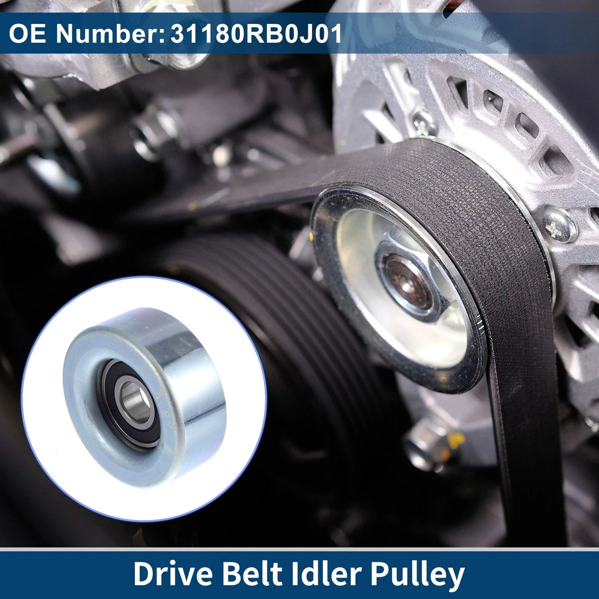 Drive Belt Idler Pulley for Honda Jazz (2001–2004) No. 31180RB0J01