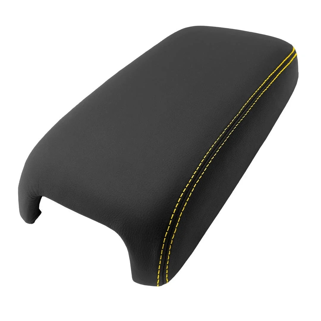 PVC Leather Console Armrest Cover for Dodge Charger (2011–2019) Yellow Stitch