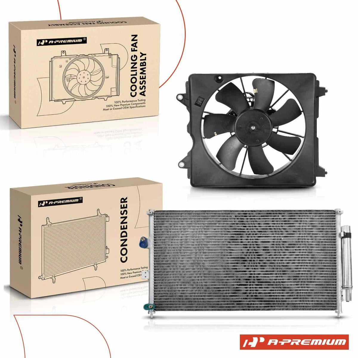 AC condenser and cooling fan assembly kit for Honda Civic (2006–2011)