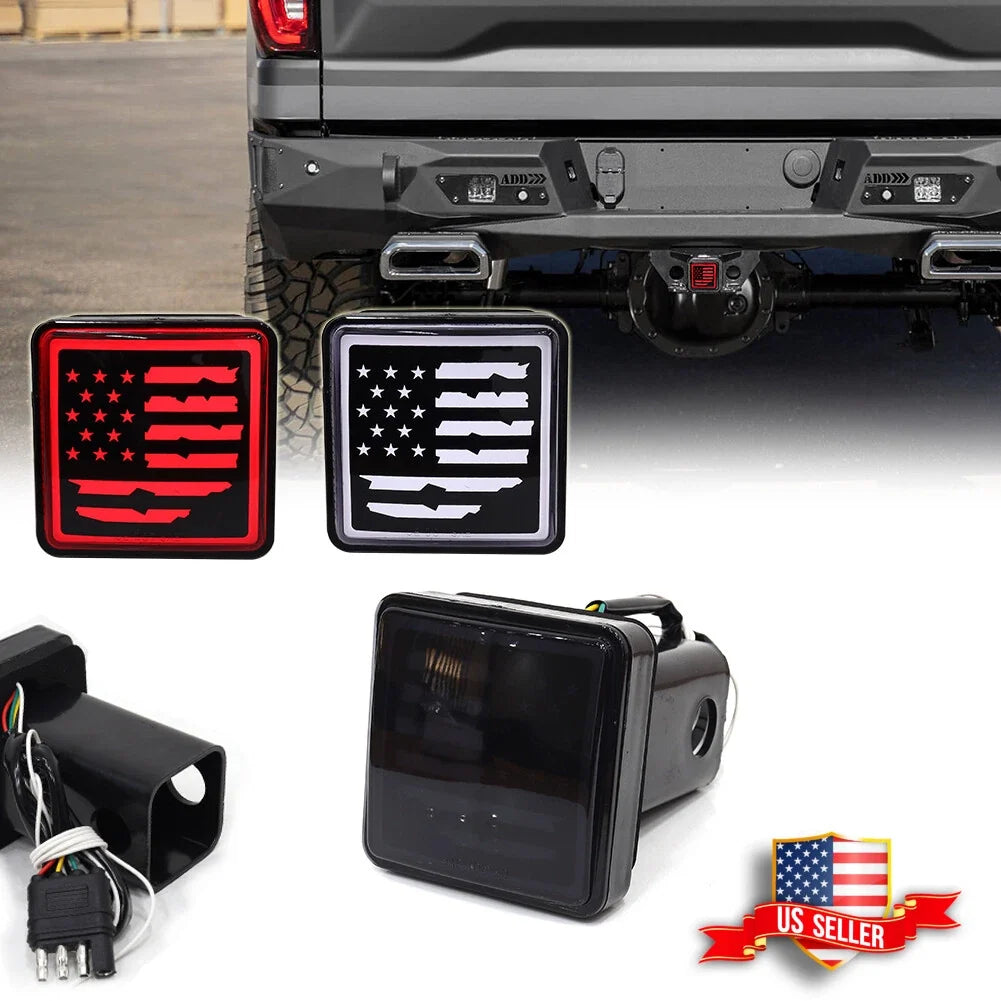 Smoked Lens Red LED Brake Light for 2" Trailer Hitch Cover