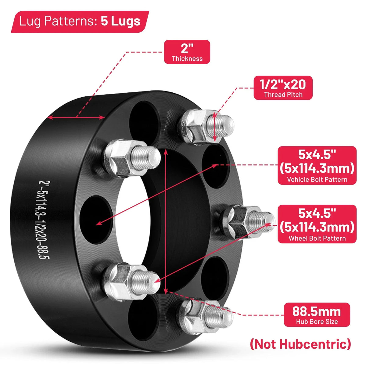 2X 2.0 Inch 5x4.5 Wheel Spacers for Jeep Comanche (1986–1992)